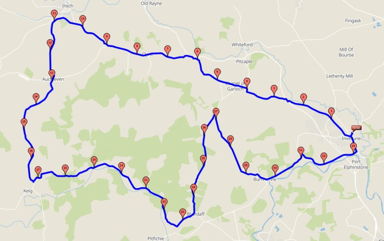 Garioch Cycle Route map